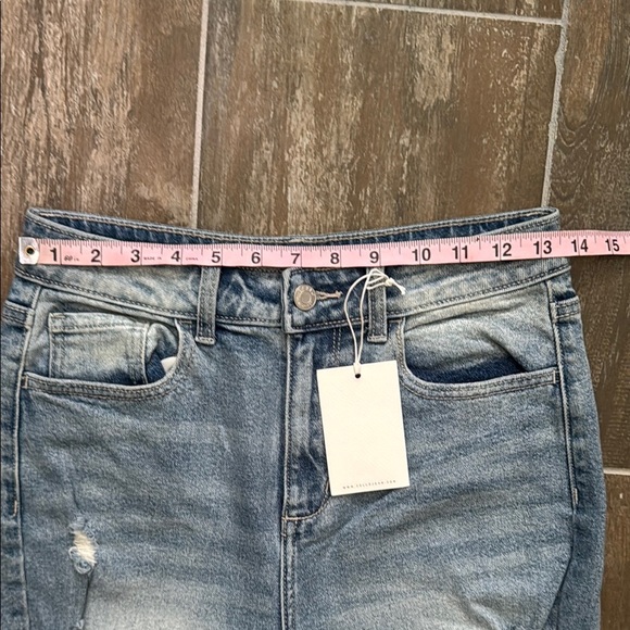 Cello High Rise Straight Distressed Jeans in Light Blue - Picture 7 of 12